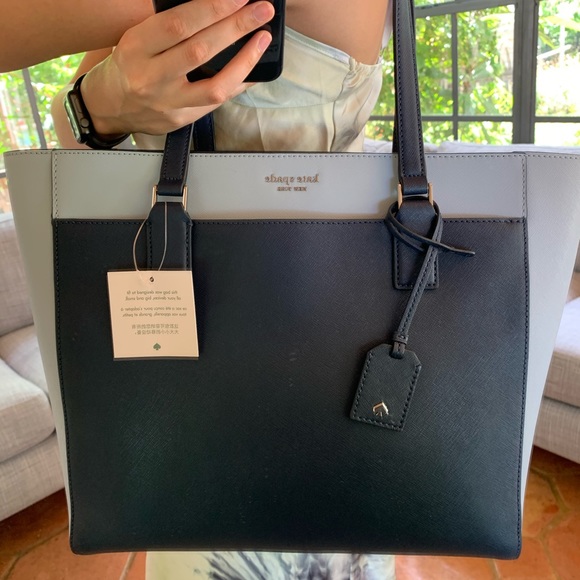 LAPTOP TOTE KATE SPADE CAMERON NCHTCP BLUE LEATHER - Picture 2 of 13